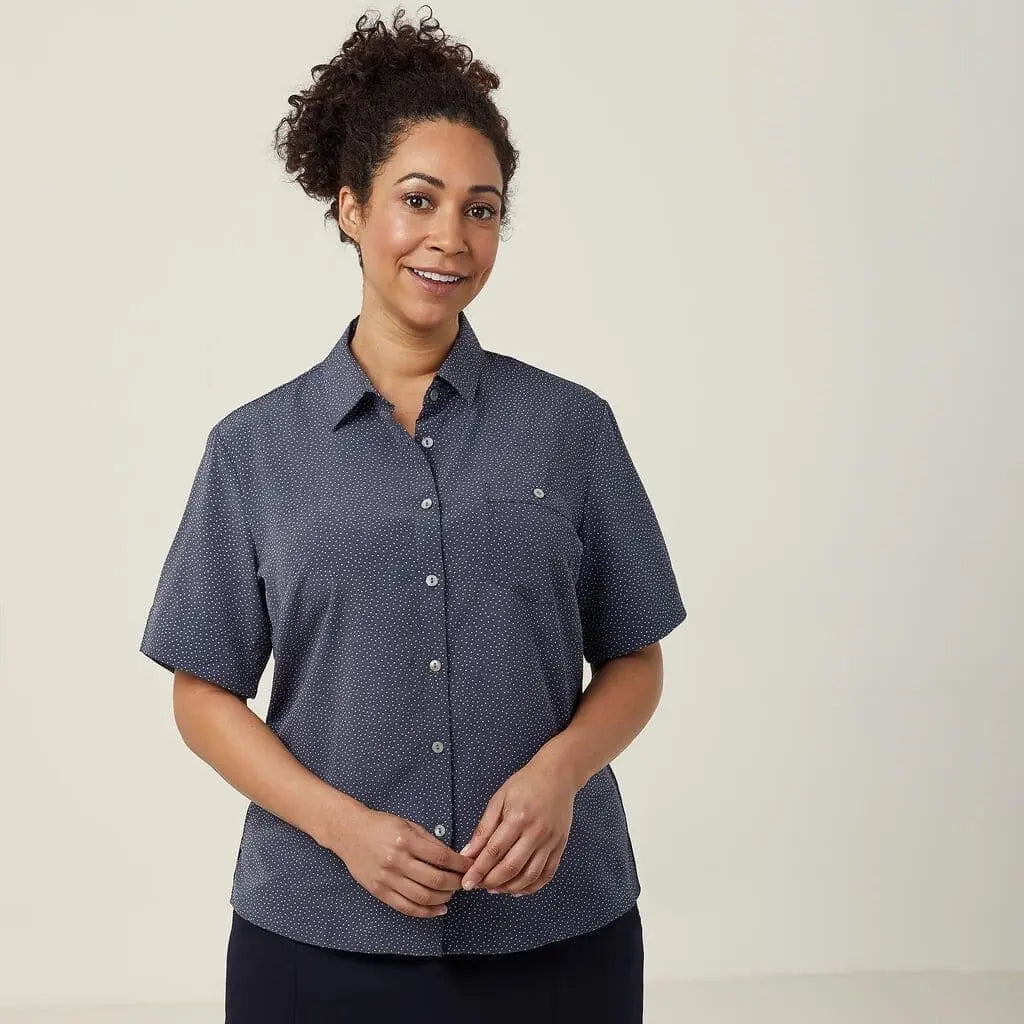 NNT Silvi Spot Print Short Sleeve Shirt CATU7H Simply Scrubs Australia